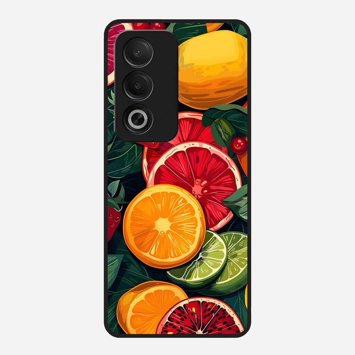  Multiple Fruits Glass Case For Oppo A3 Pro 5G back cover – full design glossy printed glass finish