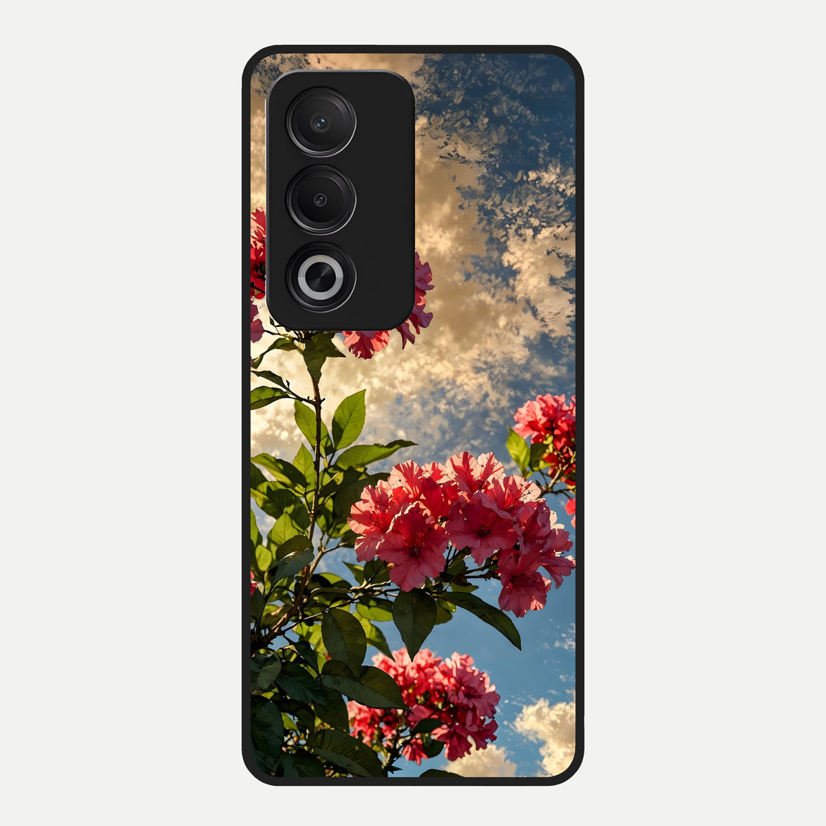  Red Bloom Skies Glass Case For Oppo A3 Pro 5G back cover – full design glossy printed glass finish