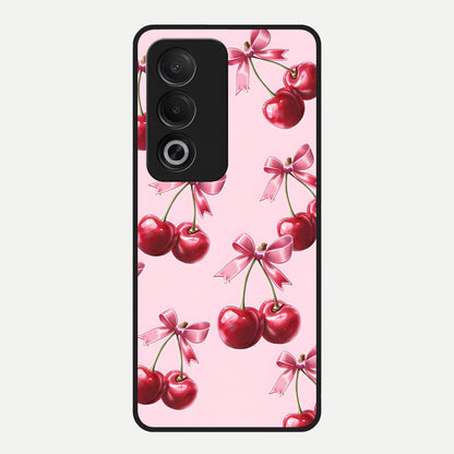  Red Cherries Pattern Glass Case For Oppo A3 Pro 5G back cover – full design glossy printed glass finish