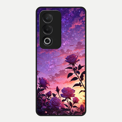  Starlit Rose Twilight Glass Case For Oppo A3 Pro 5G back cover – full design glossy printed glass finish
