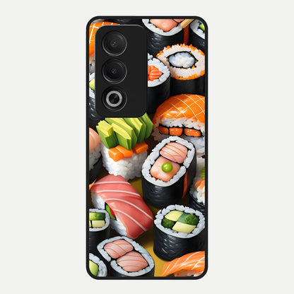  Sushi Food Pattern Glass Case For Oppo A3 Pro 5G back cover – full design glossy printed glass finish