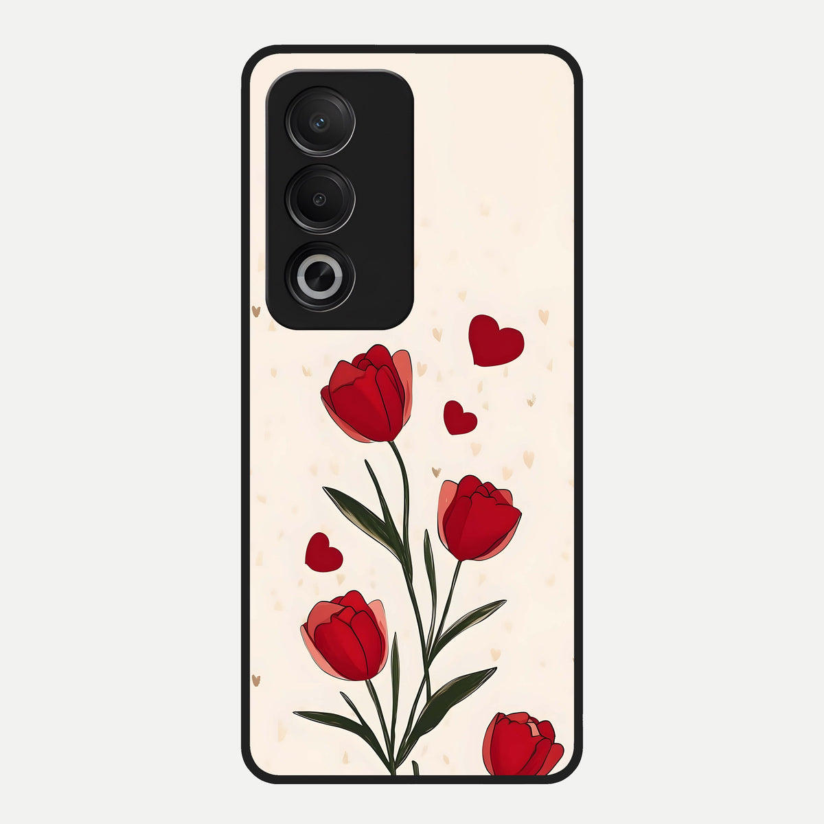  Tulip With Heart Glass Case For Oppo A3 Pro 5G back cover – full design glossy printed glass finish