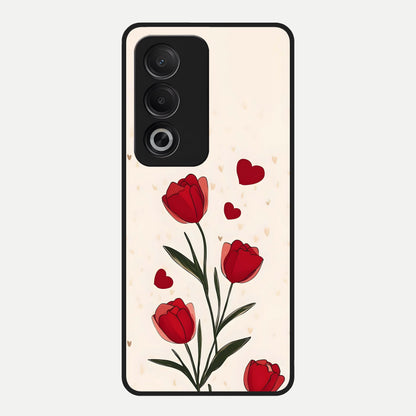  Tulip With Heart Glass Case For Oppo A3 Pro 5G back cover – full design glossy printed glass finish