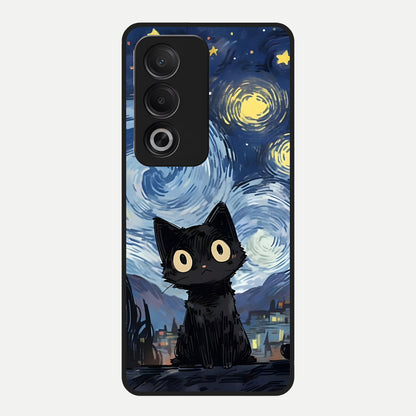  Van Gogh Cat Glass Case For Oppo A3 Pro 5G back cover – full design glossy printed glass finish