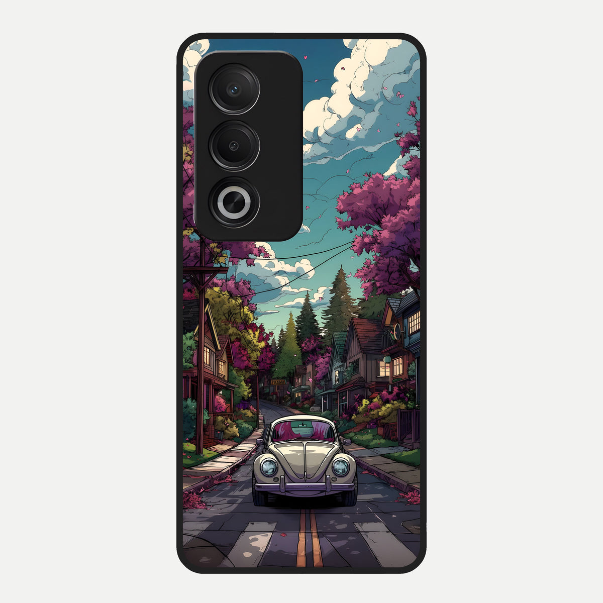  Vintage Street Drive Glass Case For Oppo A3 Pro 5G back cover – full design glossy printed glass finish