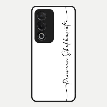  White Tune Custom Name Glass Case For Oppo A3 Pro 5G back cover – personalized glossy printed glass finish
