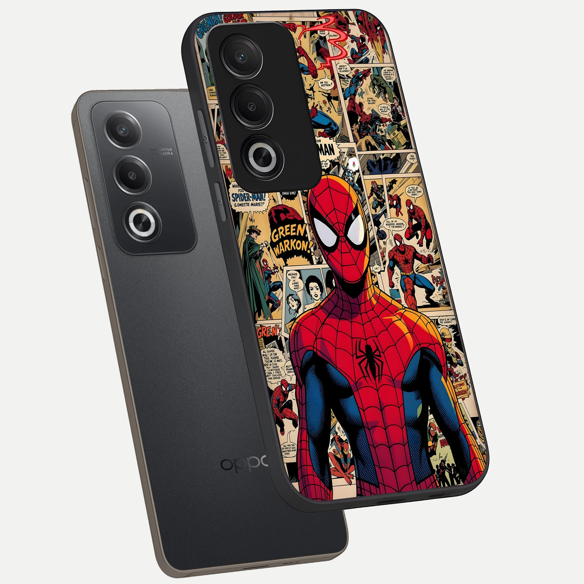  Aesthetic Spider phone case For Oppo A3 Pro 5G showing premium glass back cover with detailed artwork