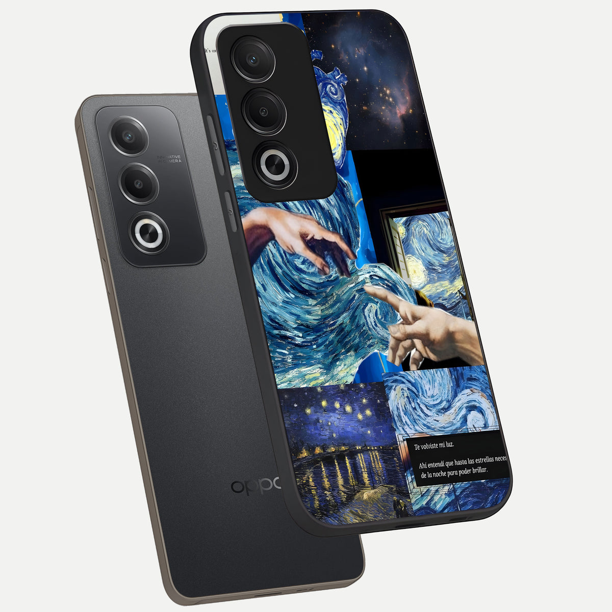  Aesthetic Vando Hands phone case For Oppo A3 Pro 5G showing premium glass back cover with detailed artwork