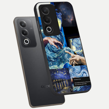  Aesthetic Vando Hands phone case For Oppo A3 Pro 5G showing premium glass back cover with detailed artwork