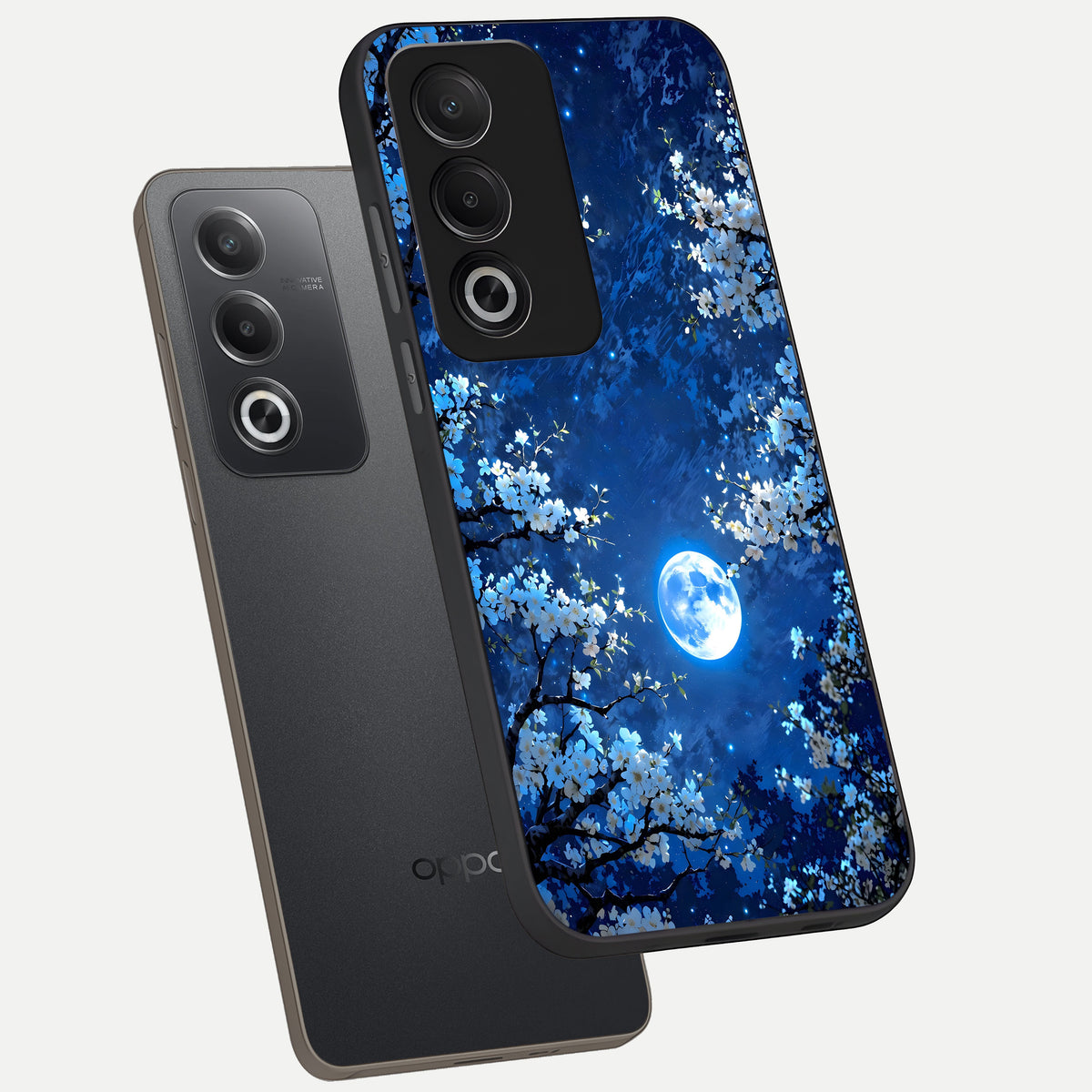  Blossom Moonlight Sky phone case For Oppo A3 Pro 5G showing premium glass back cover with detailed artwork
