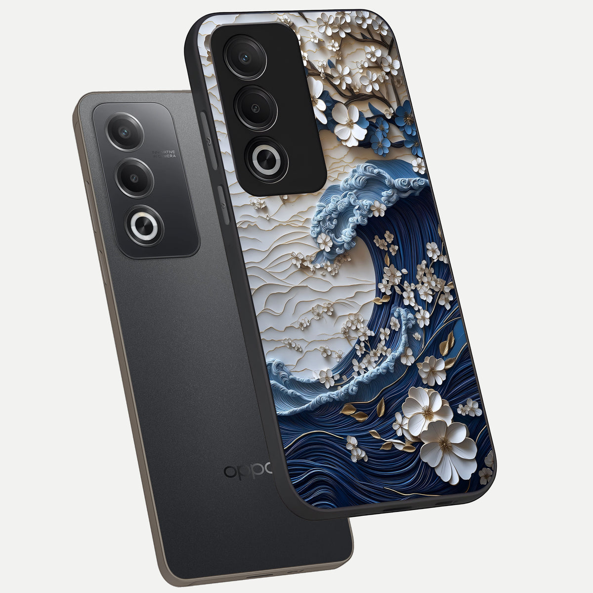  Blossom Wave Art phone case For Oppo A3 Pro 5G showing premium glass back cover with detailed artwork