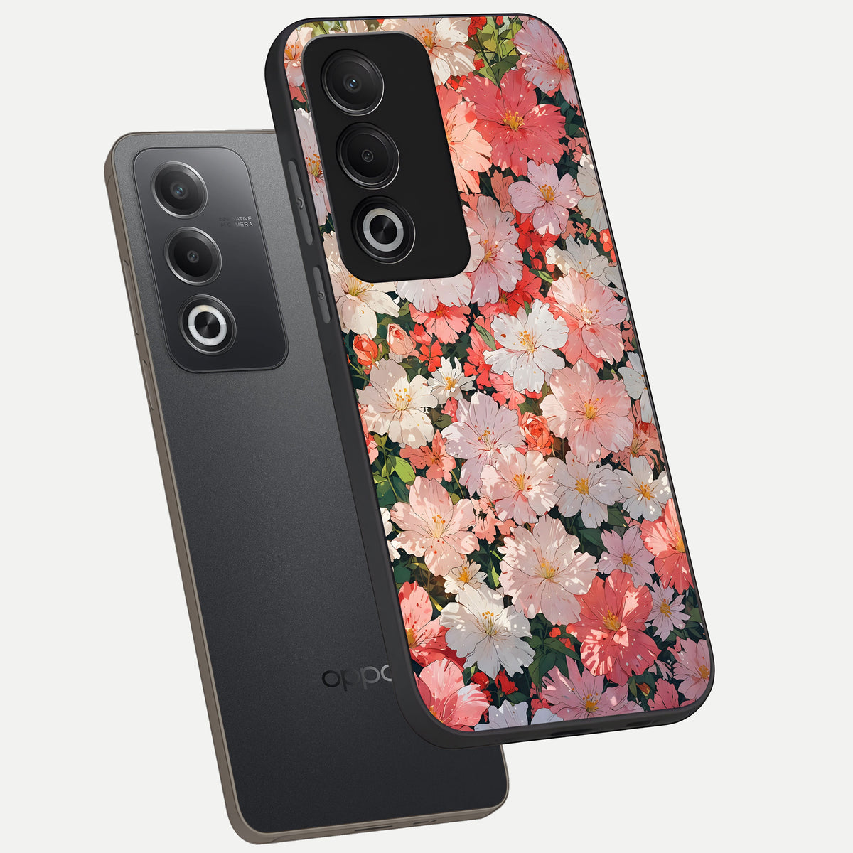  Blush Bloom Field phone case For Oppo A3 Pro 5G showing premium glass back cover with detailed artwork