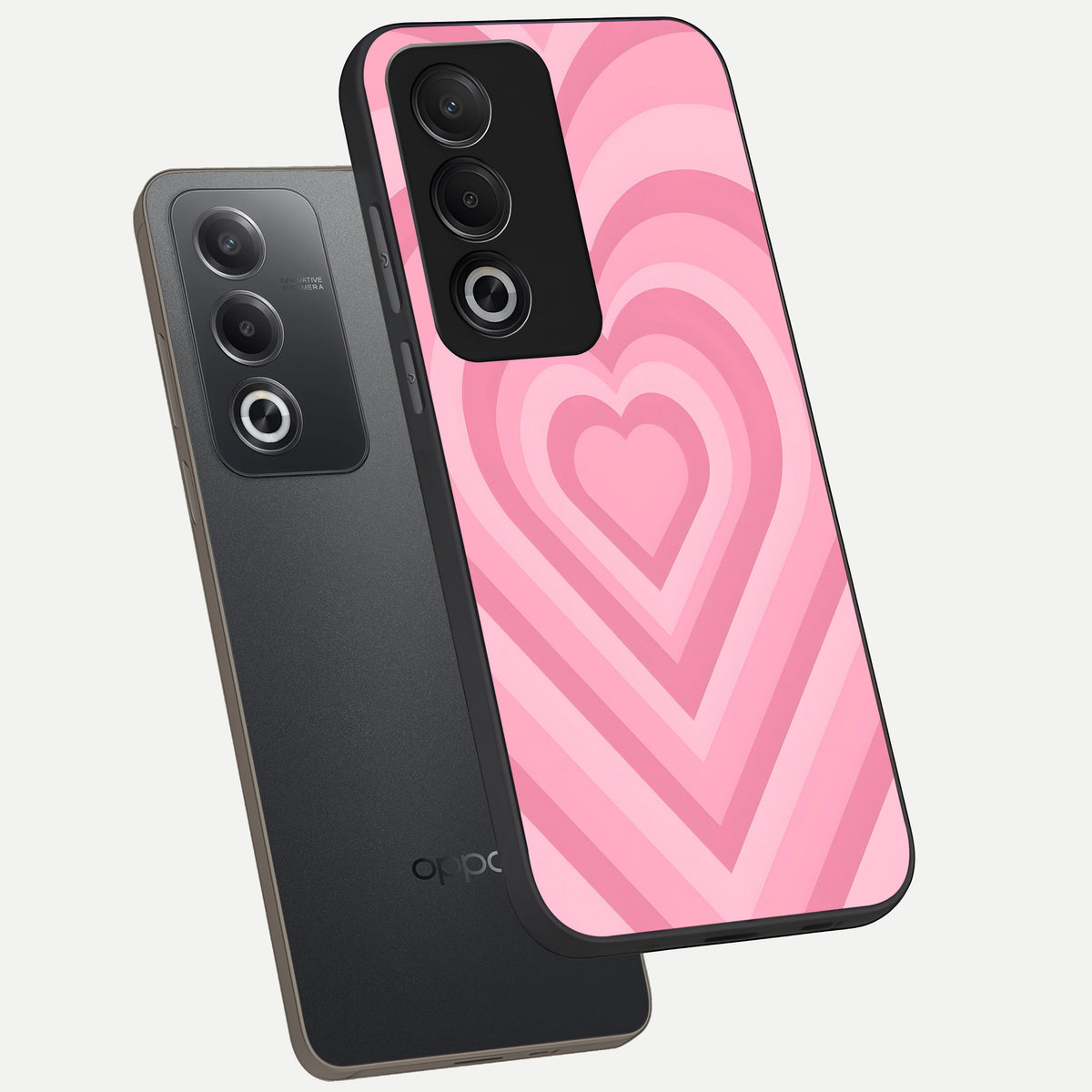  Blush Heart Waves phone case For Oppo A3 Pro 5G showing premium glass back cover with detailed artwork