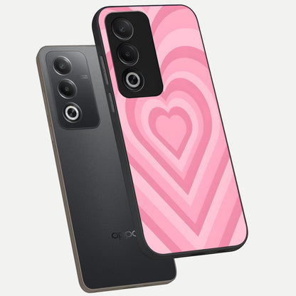  Blush Heart Waves phone case For Oppo A3 Pro 5G showing premium glass back cover with detailed artwork