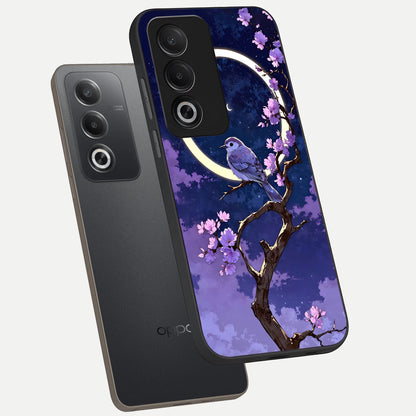  Celestial Bird Blossom phone case For Oppo A3 Pro 5G showing premium glass back cover with detailed artwork