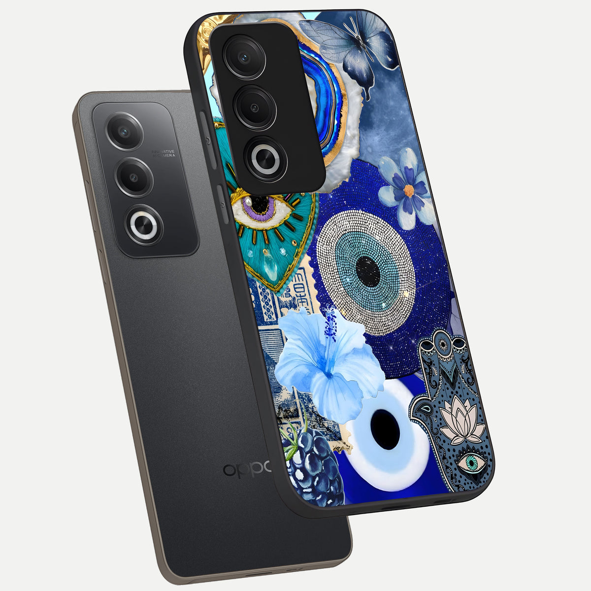  Celestial Blue Vision phone case For Oppo A3 Pro 5G showing premium glass back cover with detailed artwork