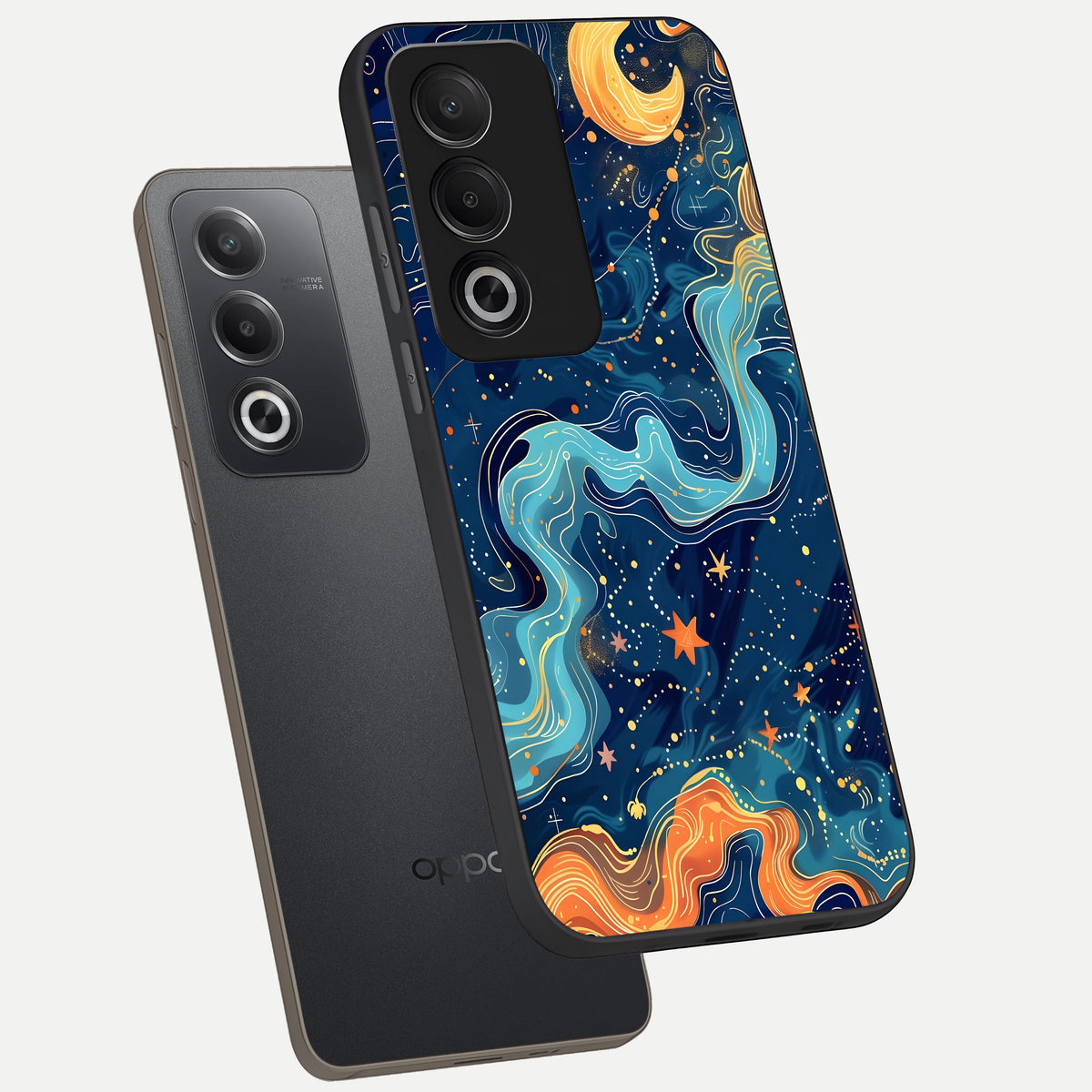  Celestial Dream Flow phone case For Oppo A3 Pro 5G showing premium glass back cover with detailed artwork