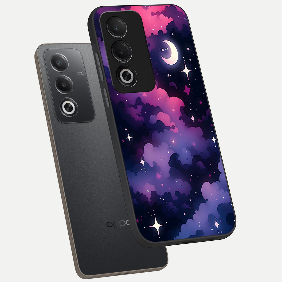  Celestial Moon Magic phone case For Oppo A3 Pro 5G showing premium glass back cover with detailed artwork