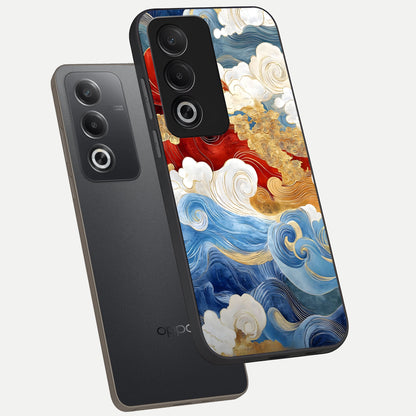  Colored Waves phone case For Oppo A3 Pro 5G showing premium glass back cover with detailed artwork