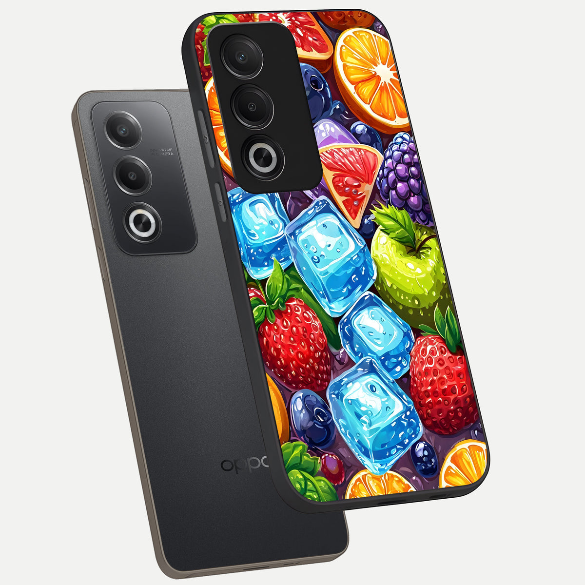  Colorful Fruits with Ice phone case For Oppo A3 Pro 5G showing premium glass back cover with detailed artwork