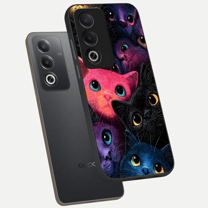  Cosmic Cats Dreams phone case For Oppo A3 Pro 5G showing premium glass back cover with detailed artwork