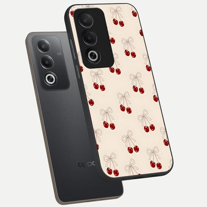  Cute Cherry Pattern phone case For Oppo A3 Pro 5G showing premium glass back cover with detailed artwork
