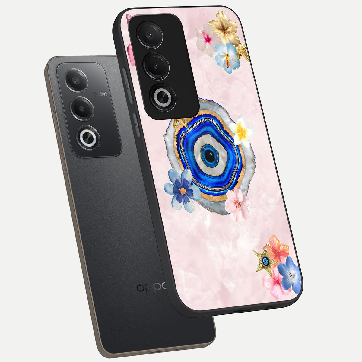  Divine Aura Bloom phone case For Oppo A3 Pro 5G showing premium glass back cover with detailed artwork