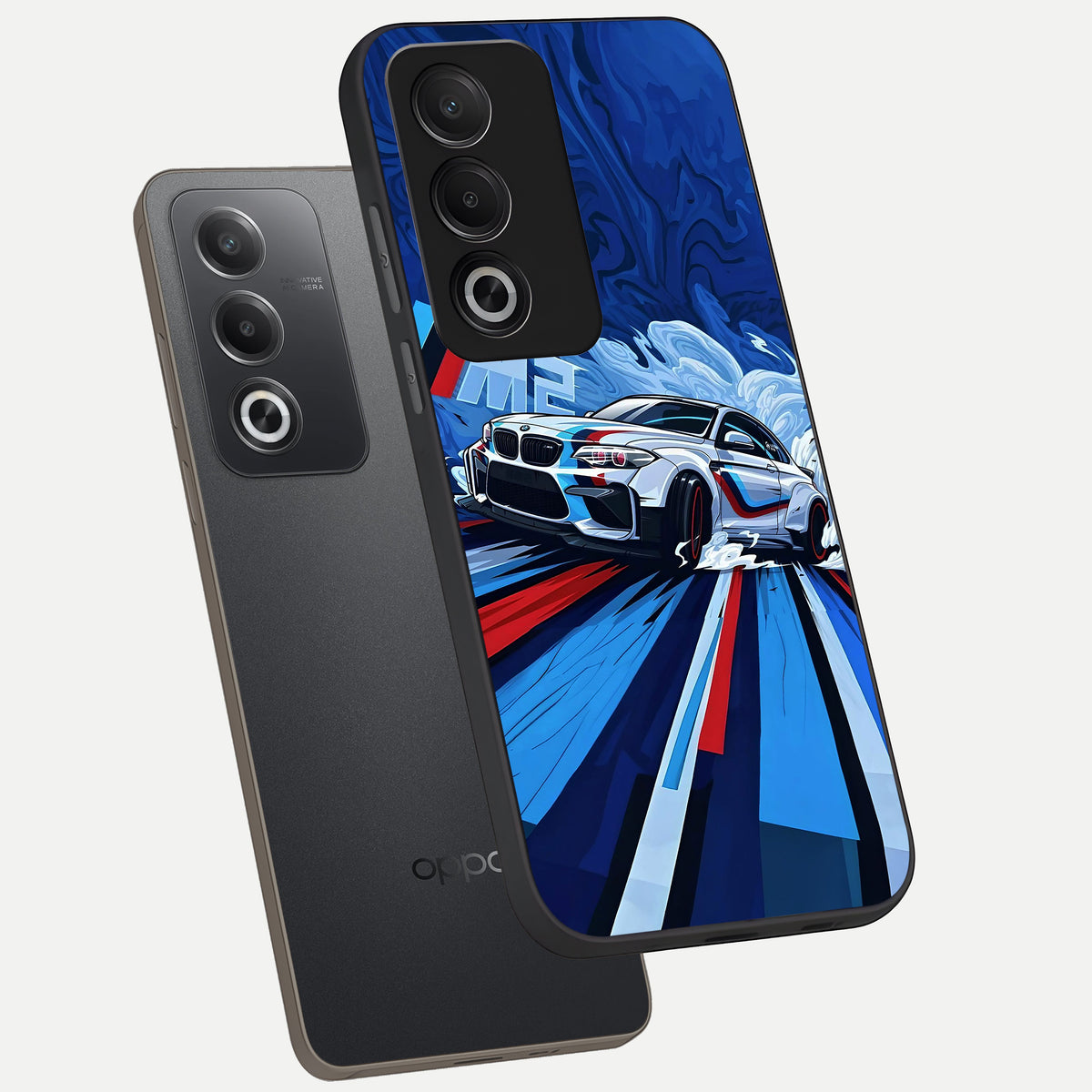  Drift Power Rush phone case For Oppo A3 Pro 5G showing premium glass back cover with detailed artwork