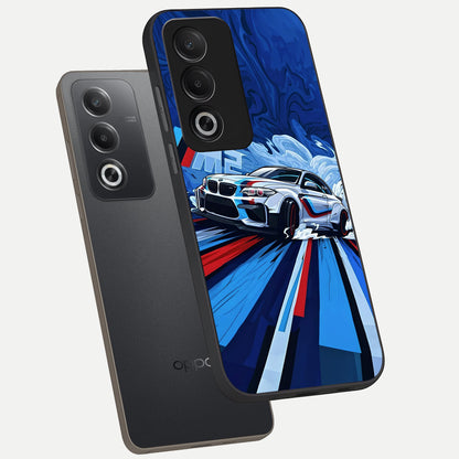  Drift Power Rush phone case For Oppo A3 Pro 5G showing premium glass back cover with detailed artwork