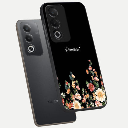  Floral Design Personalized Custom Name phone case For Oppo A3 Pro 5G showing premium glass back cover with detailed artwork