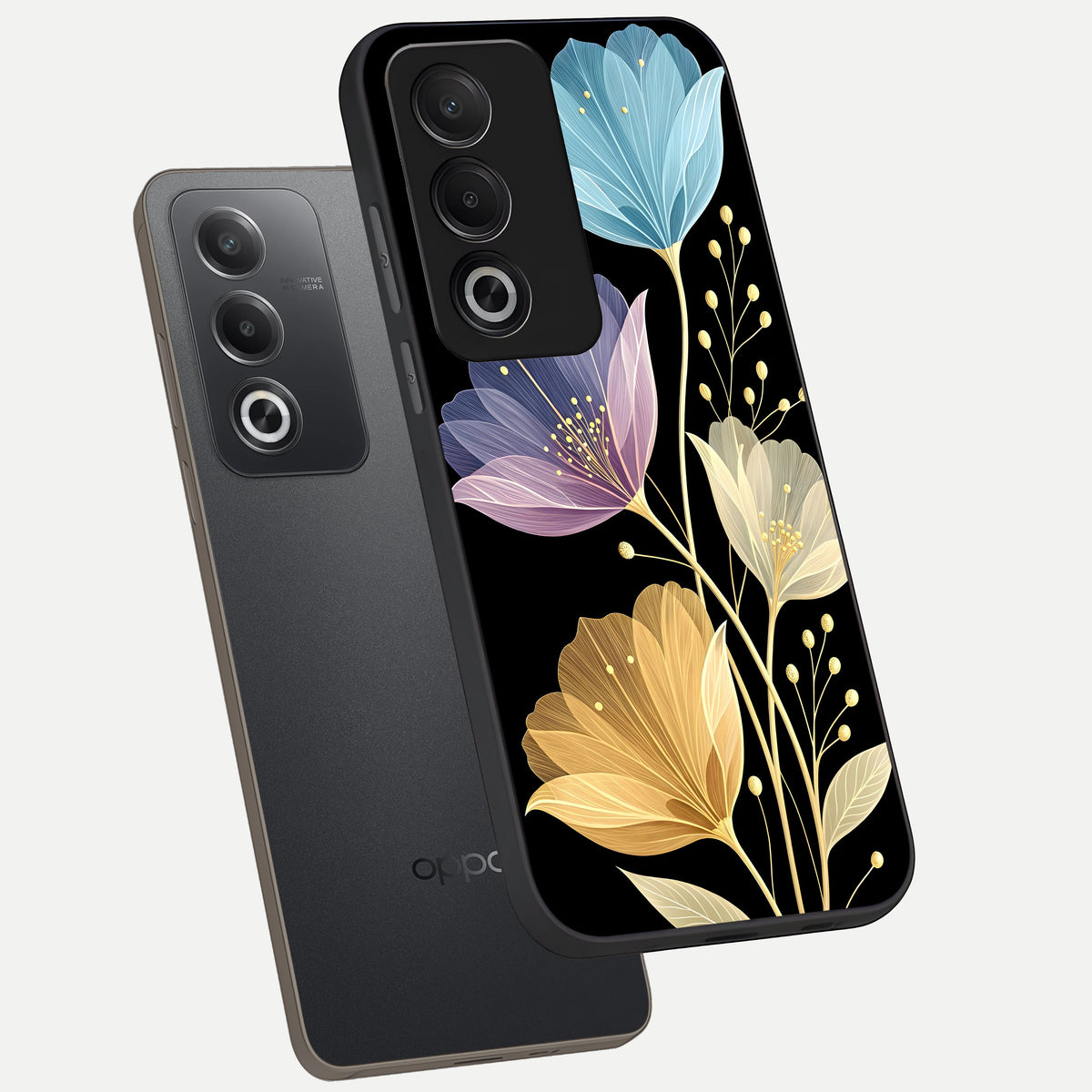  Flower Bloom Glow phone case For Oppo A3 Pro 5G showing premium glass back cover with detailed artwork