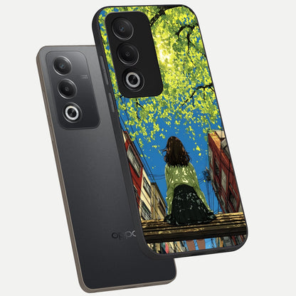  Golden Leaves Glow phone case For Oppo A3 Pro 5G showing premium glass back cover with detailed artwork
