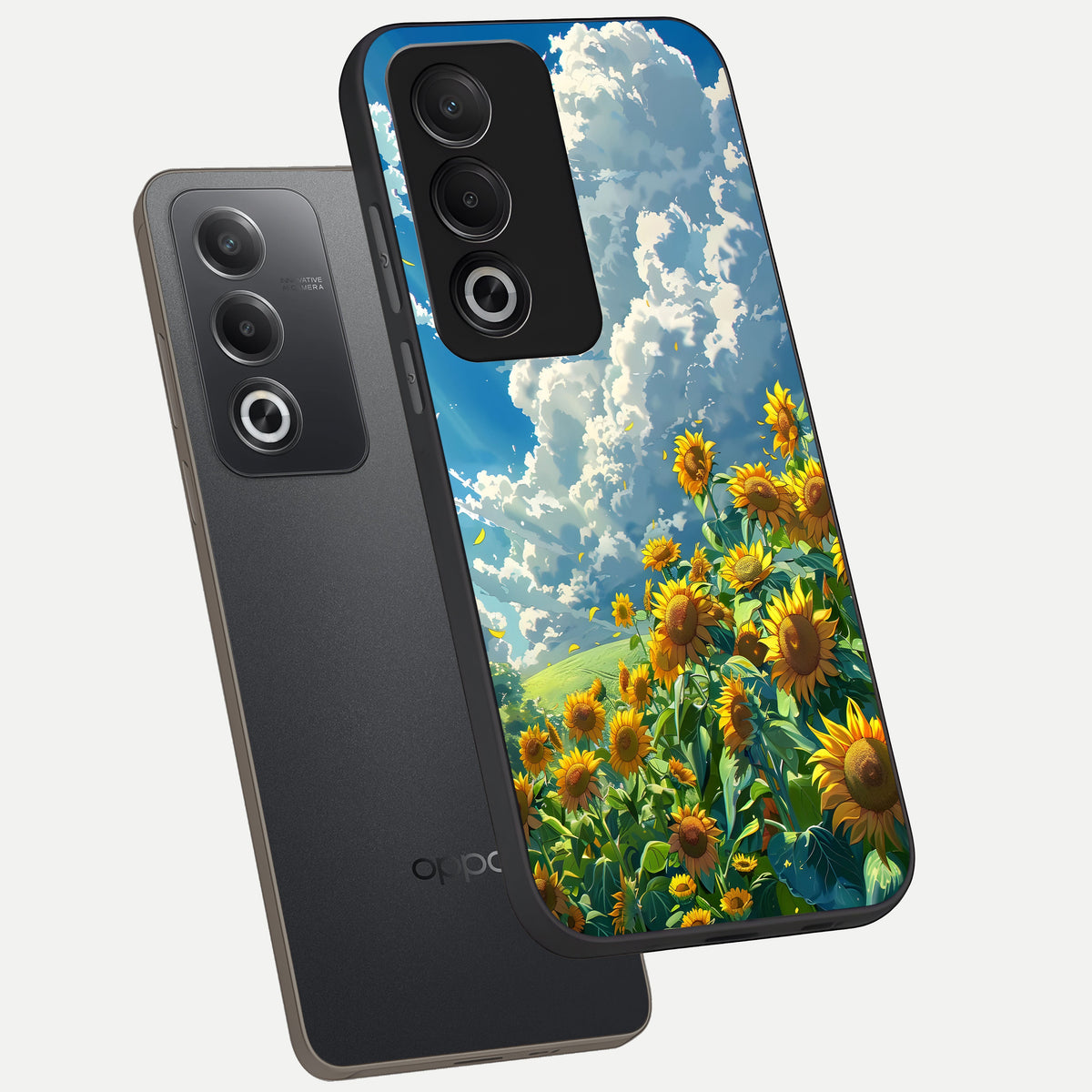  Golden Sun Glory phone case For Oppo A3 Pro 5G showing premium glass back cover with detailed artwork