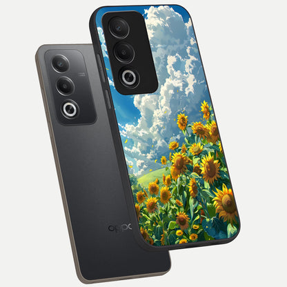  Golden Sun Glory phone case For Oppo A3 Pro 5G showing premium glass back cover with detailed artwork