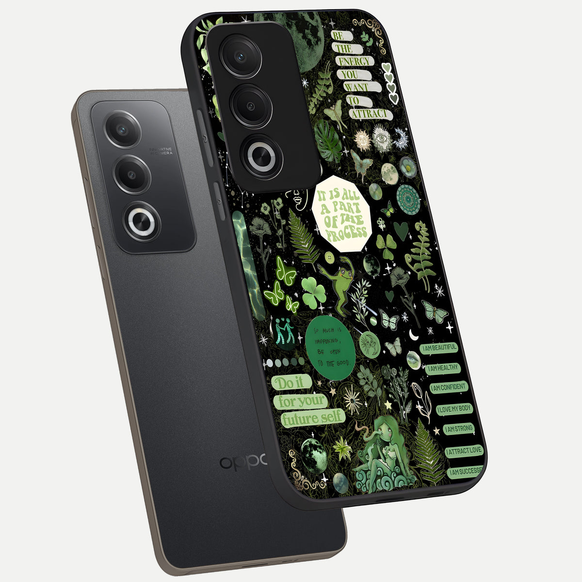  Green Mandala Pattern phone case For Oppo A3 Pro 5G showing premium glass back cover with detailed artwork