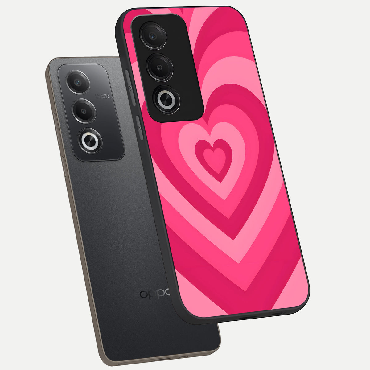  Layered Love Hearts phone case For Oppo A3 Pro 5G showing premium glass back cover with detailed artwork