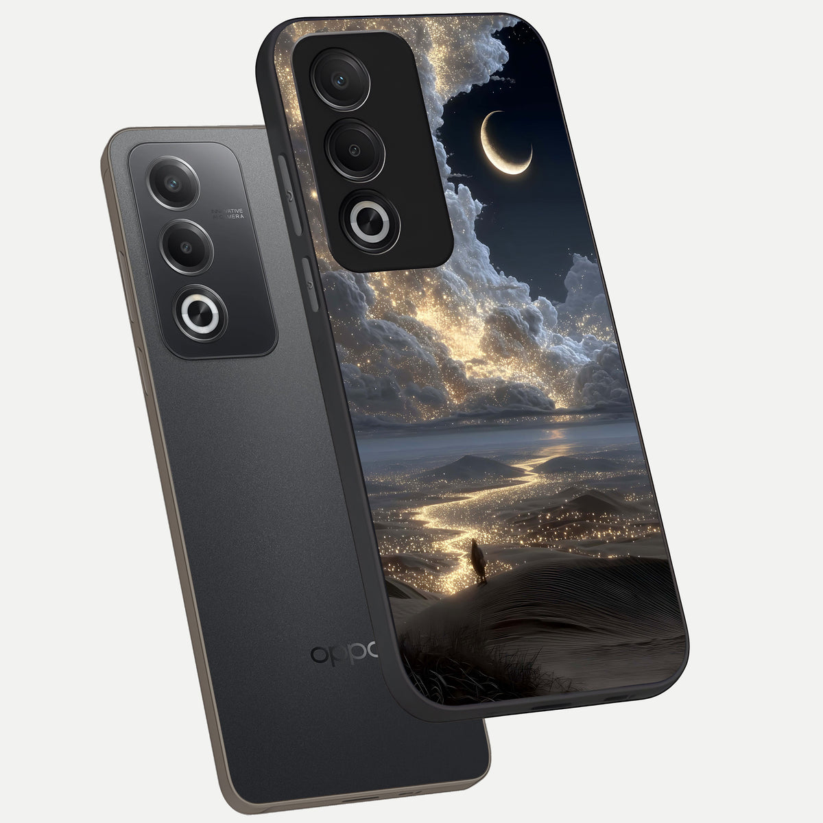  Moonlight Spark Path phone case For Oppo A3 Pro 5G showing premium glass back cover with detailed artwork