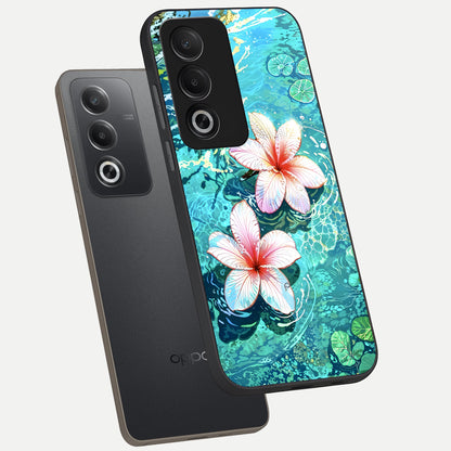  Pink Flowers in Water phone case For Oppo A3 Pro 5G showing premium glass back cover with detailed artwork