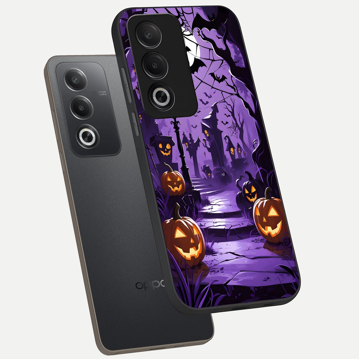  Pumpkin Patch Halloween phone case For Oppo A3 Pro 5G showing premium glass back cover with detailed artwork
