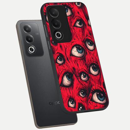  Red Eyes Pattern phone case For Oppo A3 Pro 5G showing premium glass back cover with detailed artwork
