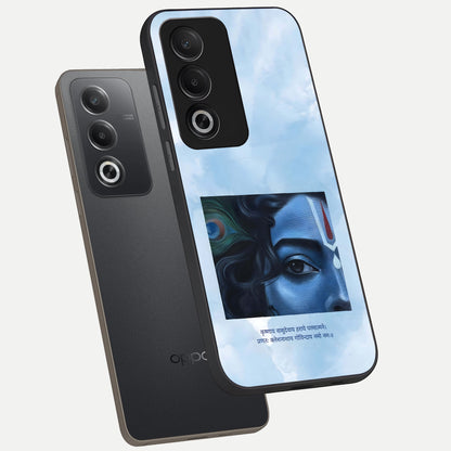  Spiritual Krishna phone case For Oppo A3 Pro 5G showing premium glass back cover with detailed artwork