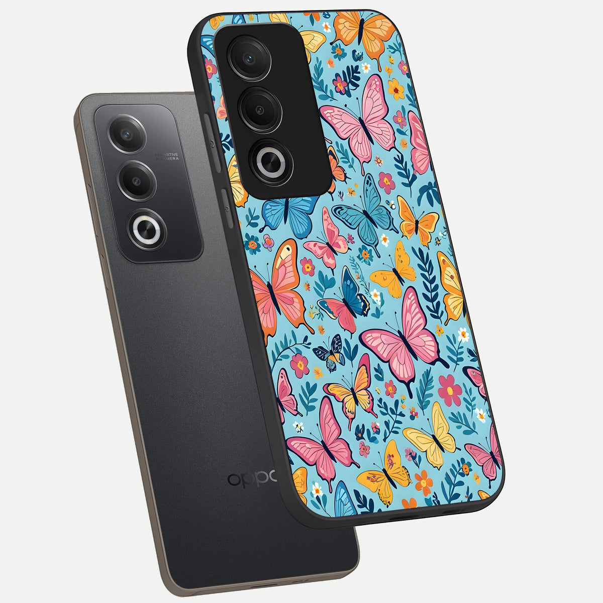  Spring Wing Garden phone case For Oppo A3 Pro 5G showing premium glass back cover with detailed artwork