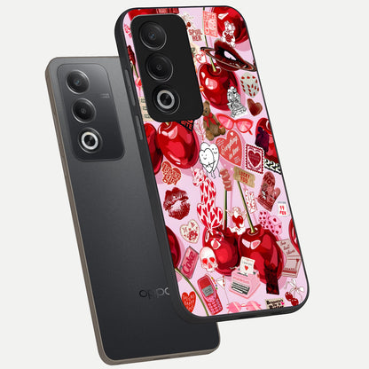  Sweet Cherry Chaos phone case For Oppo A3 Pro 5G showing premium glass back cover with detailed artwork