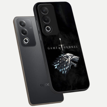  Throne Wolf Legacy phone case For Oppo A3 Pro 5G showing premium glass back cover with detailed artwork