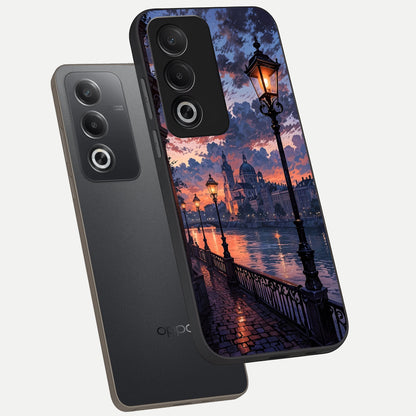  Twilight River Lights phone case For Oppo A3 Pro 5G showing premium glass back cover with detailed artwork