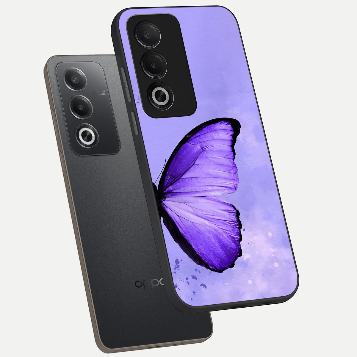  Violet Dream Wing phone case For Oppo A3 Pro 5G showing premium glass back cover with detailed artwork