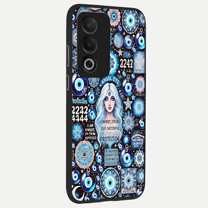  Angel Aura Shield back cover For Oppo A3 Pro 5G slim fit glass case with vibrant aesthetic design