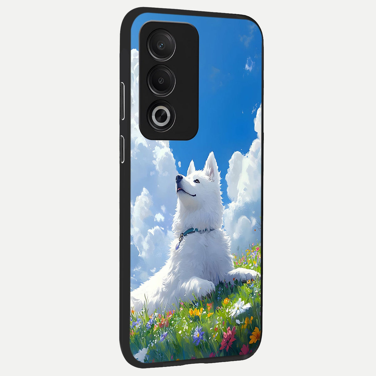  Blissful Cloud Pup back cover For Oppo A3 Pro 5G slim fit glass case with vibrant aesthetic design