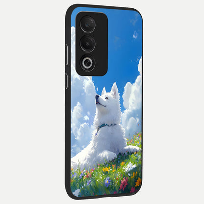  Blissful Cloud Pup back cover For Oppo A3 Pro 5G slim fit glass case with vibrant aesthetic design