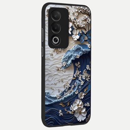  Blossom Wave Art back cover For Oppo A3 Pro 5G slim fit glass case with vibrant aesthetic design